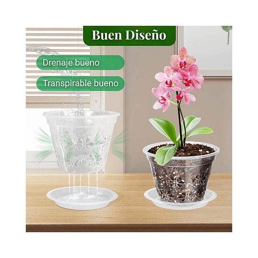 Macetas Transpirable 10cm Para Orquídeas x8 unidades con Platillo 5