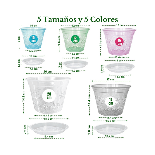 Macetas Transpirable 10cm Para Orquídeas x8 unidades con Platillo 7