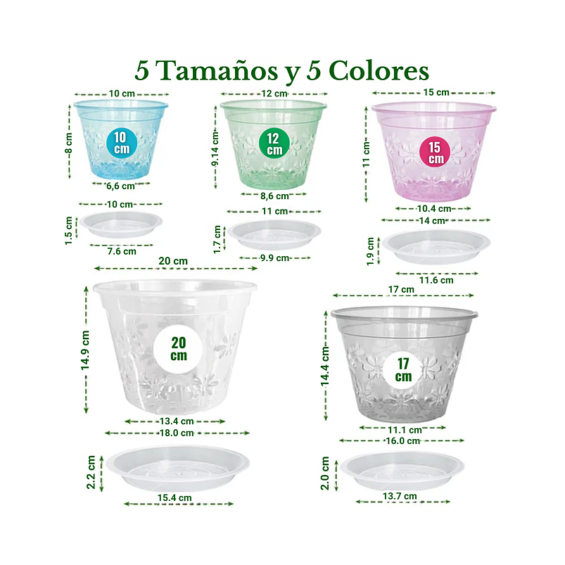 Macetas Transpirable 10cm Para Orquídeas x8 unidades con Platillo 7