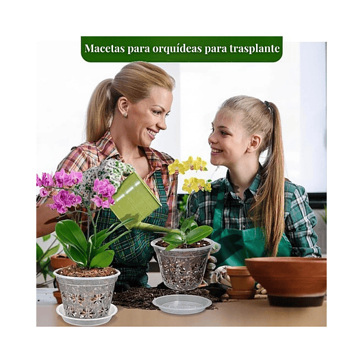 Macetas Transpirable 10cm Para Orquídeas x8 unidades con Platillo 8