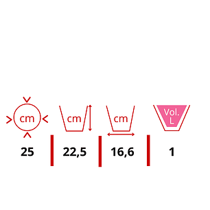 Maceta Plástica Rattan Redonda Cafe 25cm Diámetro x22,5cm Alto