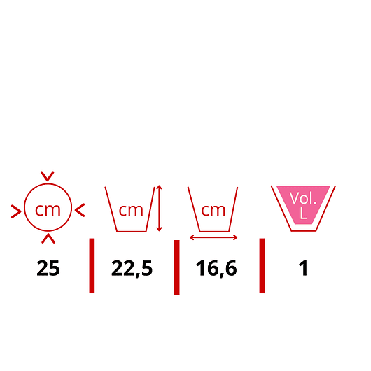 Maceta Plástica Rattan Redonda Cafe 25cm Diámetro x22,5cm Alto 2