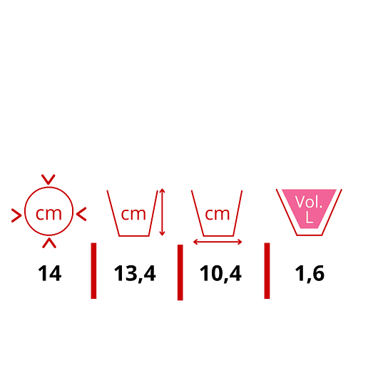 Maceta Plástica Bahía Colores 14cm Diámetro x13,4cm Alto Fina 17