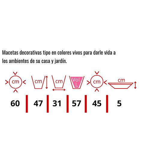 Maceta Clásica Plástica Plantas Más Plato x60cm Diámetro 47cm Alto