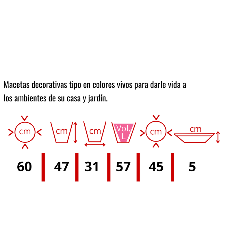 Maceta Clásica Plástica Plantas Más Plato x60cm Diámetro 47cm Alto 2