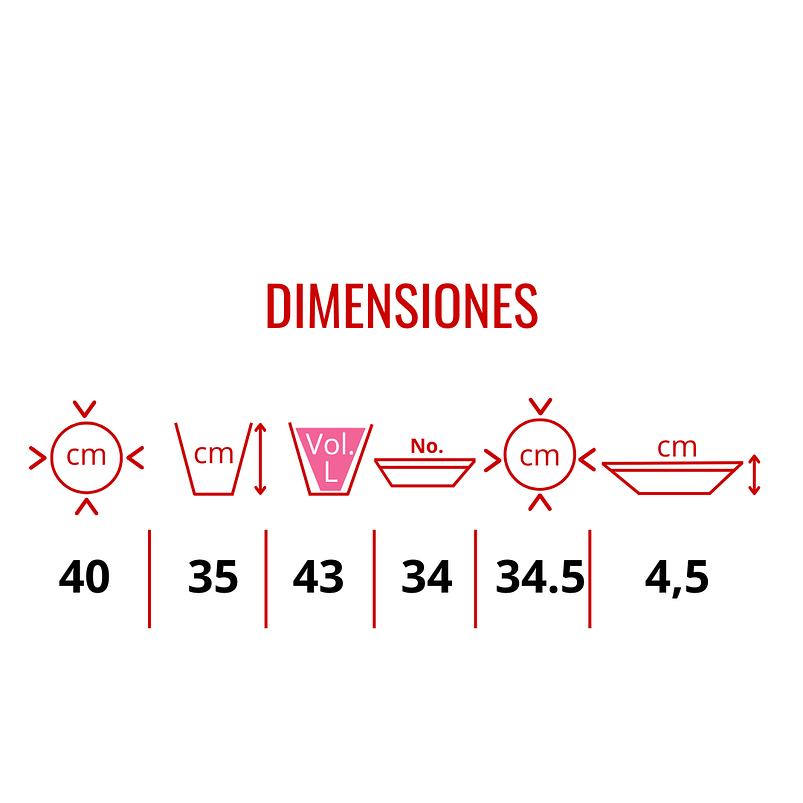 Maceta Plantas Redonda Plástica 40cm Diámetro x35cm Alto Más plato 4