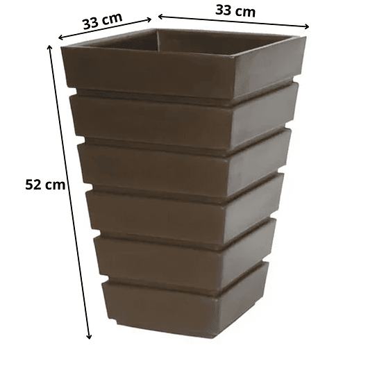 Maceta De Plantas Plástica Gemello Acanalada 33*33*52cm Alto 7