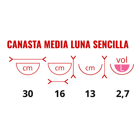 Canasta Plantas Pared Más Nido Coco x30cm Largo Media Luna