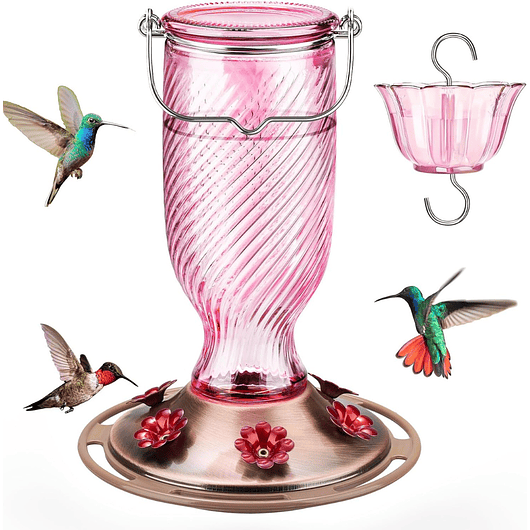 Bebedero De Colibríes En Vidrio 24 Oz Con 6 Puertos 4