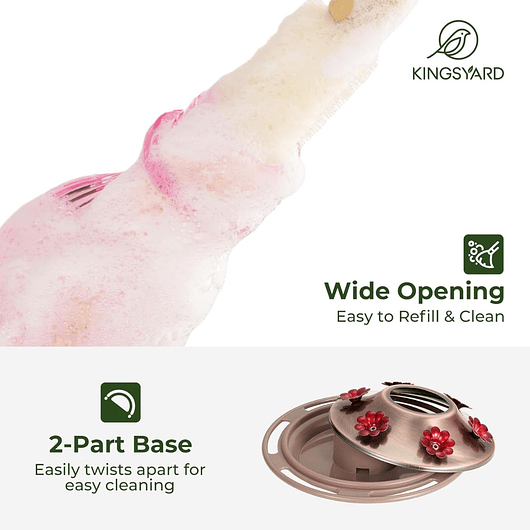 Bebedero De Colibríes En Vidrio 24 Oz Con 6 Puertos 5