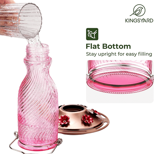 Bebedero De Colibríes En Vidrio 24 Oz Con 6 Puertos 9