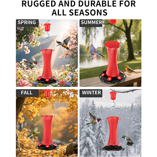 Bebedero Colgante De Vidrio Para Colibríes 20oz 12