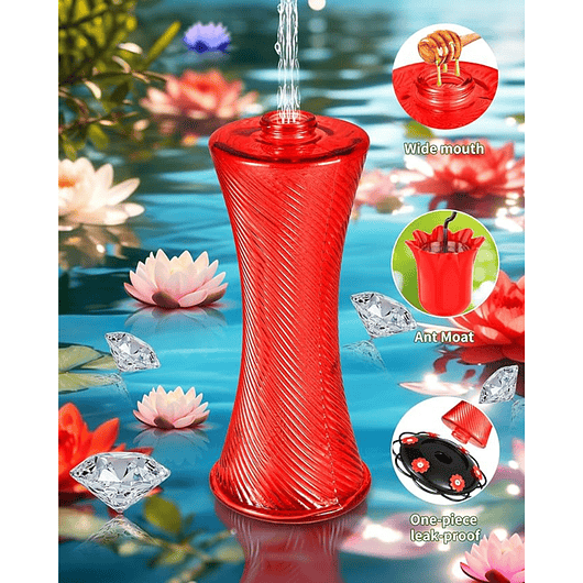 Bebedero Colgante De Vidrio Para Colibríes 20oz 4