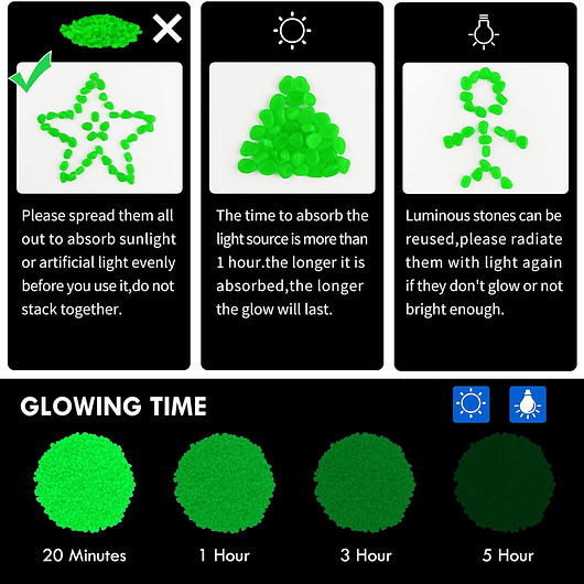 Piedras Decoración Jardín x800 Piezas Brillan En Oscuridad 22