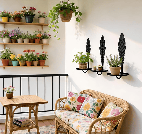 Soporte Metalico De Pared Decorativo Plantas y Macetas x3 Unidades