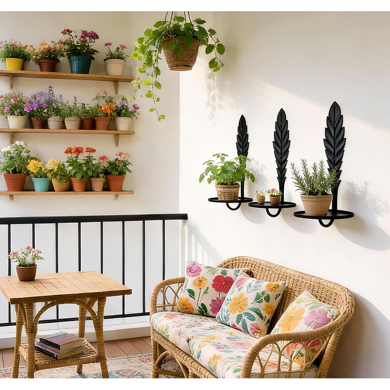 Soporte Metalico De Pared Decorativo Plantas y Macetas x3 Unidades 2