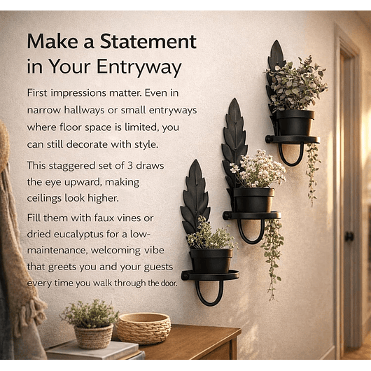 Soporte Metálico De Pared Para Plantas Decorativo X3und 6