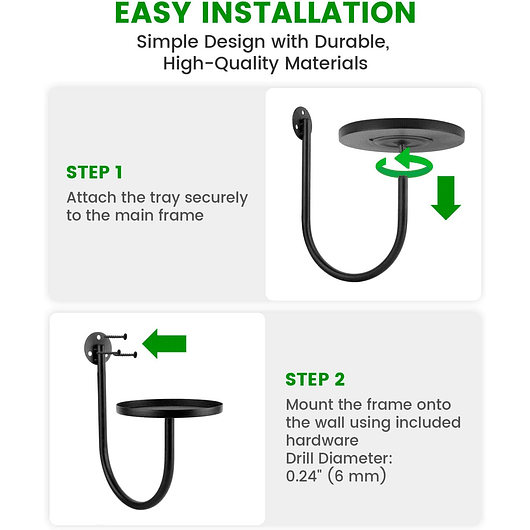 Soporte Maceta Pared Metal Negro X3 Pack 5