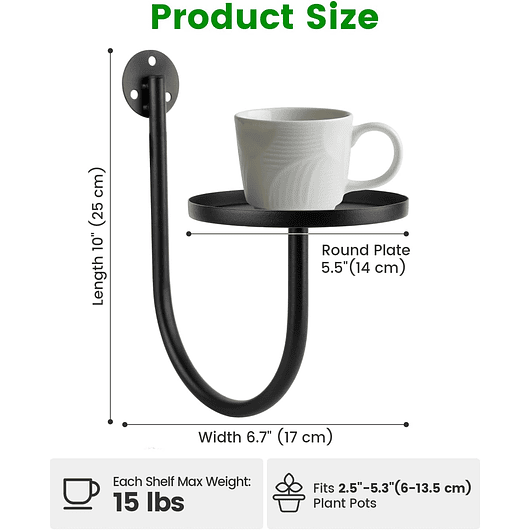 Soporte Maceta Pared Metal Negro X3 Pack 2