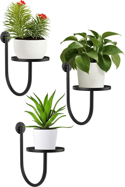 Soporte de Macetas y Plantas en Pared Metalico x3 Unidades