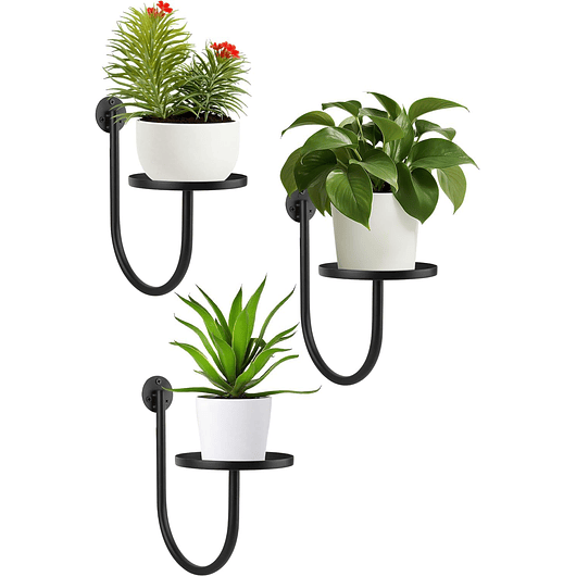 Soporte Maceta Pared Metal Negro X3 Pack 1