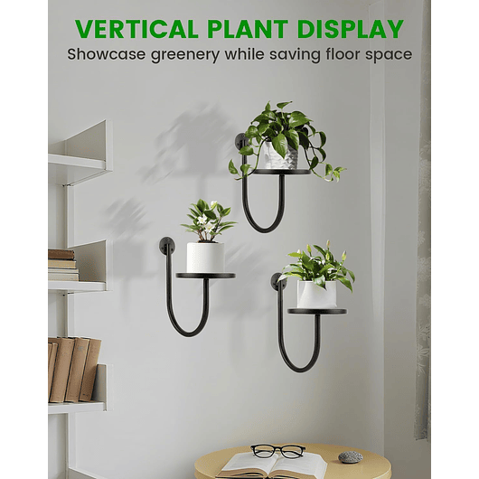 Soporte Maceta Pared Metal Negro X3 Pack 3