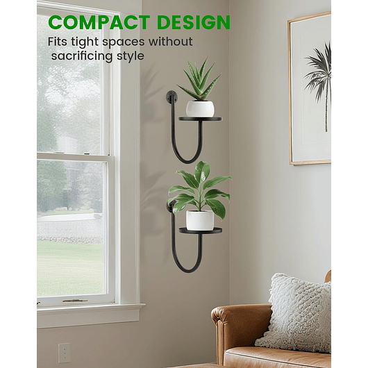 Soporte Maceta Pared Metal Negro X3 Pack 6