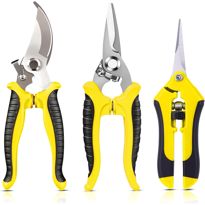 Juego De 3 Tijeras de Jardineria Poda Huerto y Cultivo en Acero Inoxidable 2