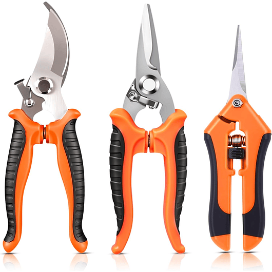 Juego De 3 Tijeras De Podar Jardín Acero Inoxidable 3