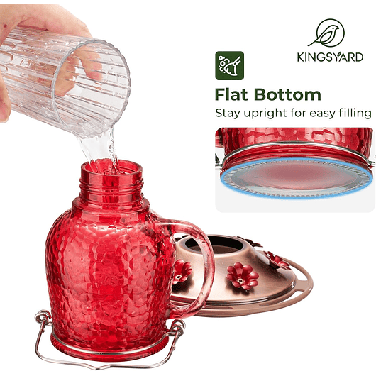 Bebedero Colibríes 16 Oz Vidrio De 6 Puertos Antihormigas 5