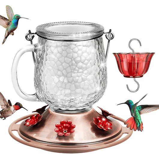 Bebedero Colibríes 16 Oz Vidrio De 6 Puertos Antihormigas 3