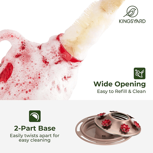 Bebedero Colibríes 16 Oz Vidrio De 6 Puertos Antihormigas 8