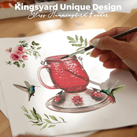 Bebedero Colibríes 16 Oz Vidrio De 6 Puertos Antihormigas 9