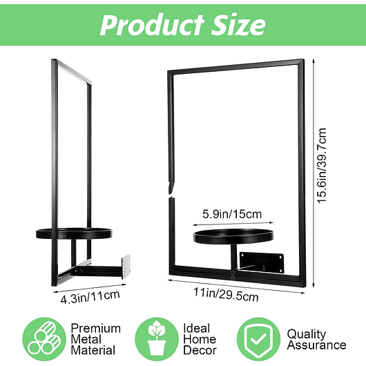 Soporte De Pared Para Plantas 2 Piezas Metal Negro Interior 2