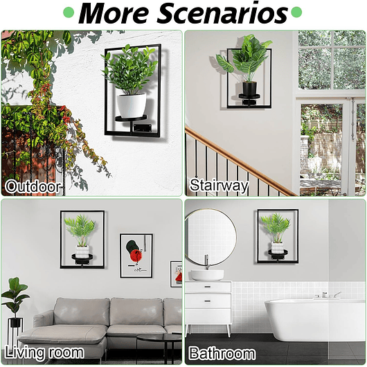 Soporte De Pared Para Plantas 2 Piezas Metal Negro Interior 6