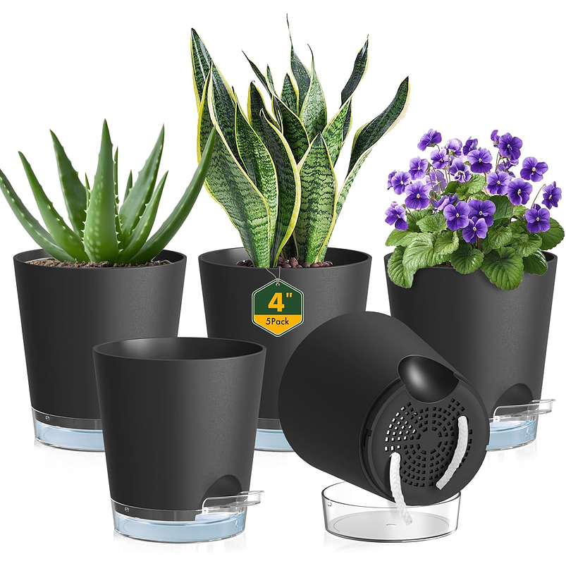Macetas Con Riego Automático x5 Unidades Para Plantas Interior 1
