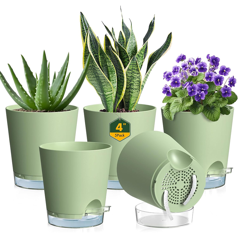 Macetas Con Riego Automático x5 Unidades Para Plantas Interior 2
