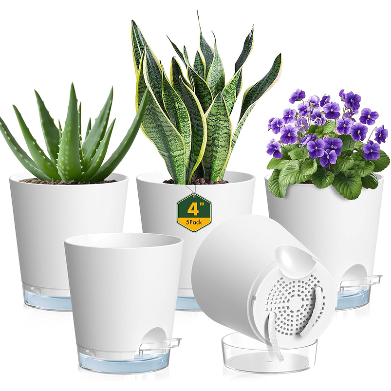Macetas Con Riego Automático x5 Unidades Para Plantas Interior 3