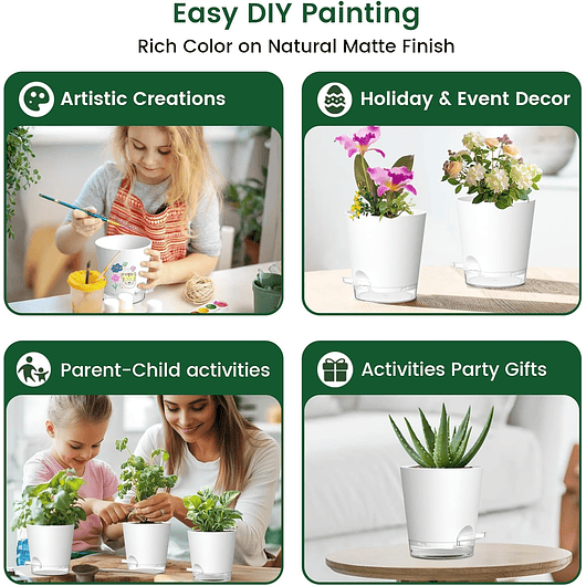 Macetas Con Riego Automático x5 Unidades Para Plantas Interior 9