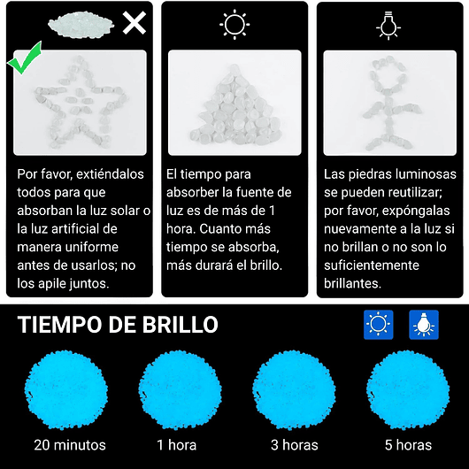 Piedras Decorativas de Jardín Acuarios Jardin de Hadas x800 Piezas Brillan En Oscuridad 28