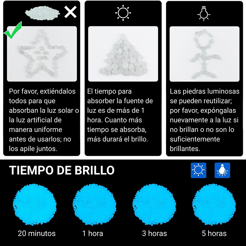 Piedras Decorativas de Jardín Acuarios Jardin de Hadas x800 Piezas Brillan En Oscuridad 28