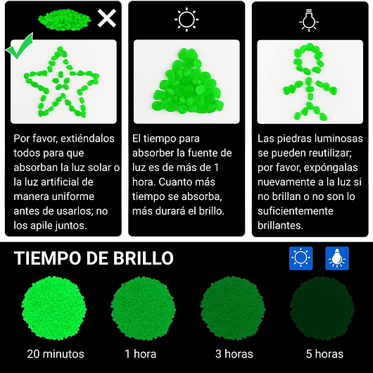 Piedras Decorativas de Jardín Acuarios Jardin de Hadas x800 Piezas Brillan En Oscuridad 22