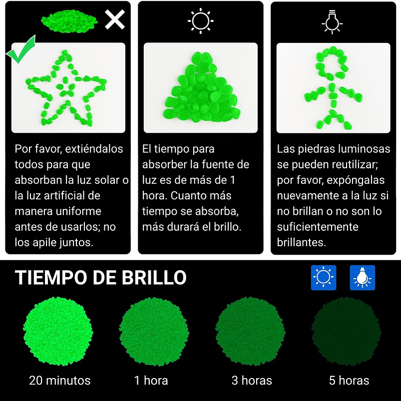 Piedras Decorativas de Jardín Acuarios Jardin de Hadas x800 Piezas Brillan En Oscuridad 22