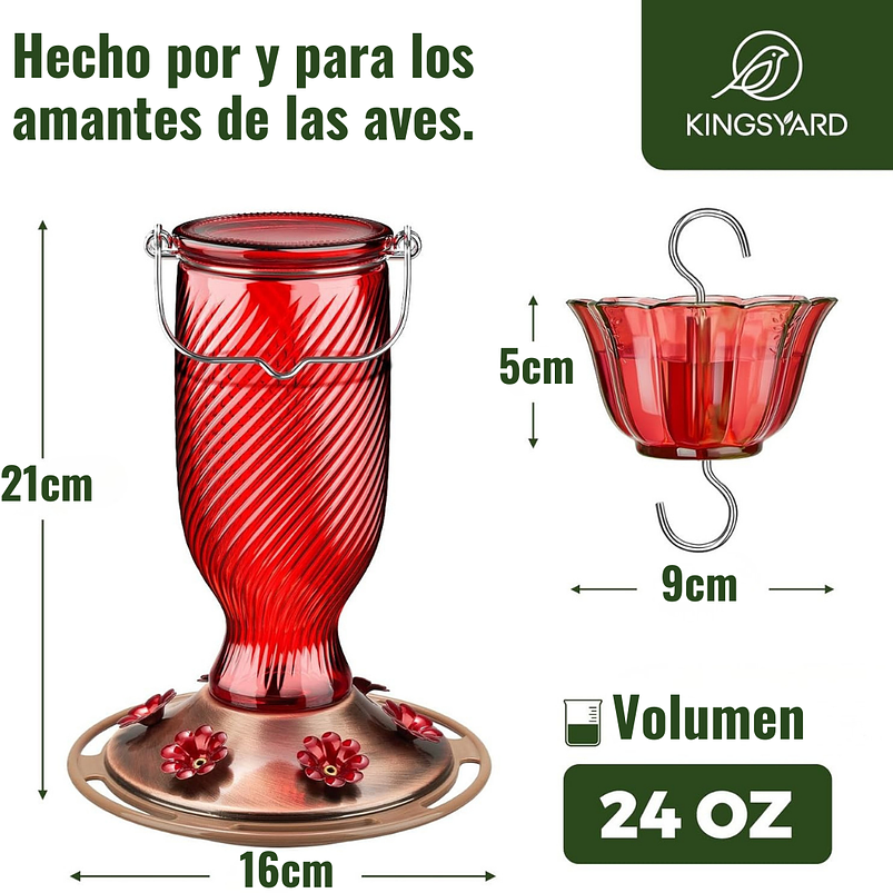 Bebedero Colibries Vintage En Vidrio x700ml 5