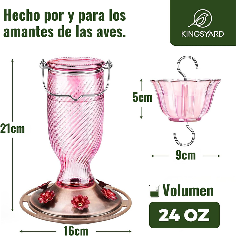 Bebedero Colibries Vintage En Vidrio x700ml 8