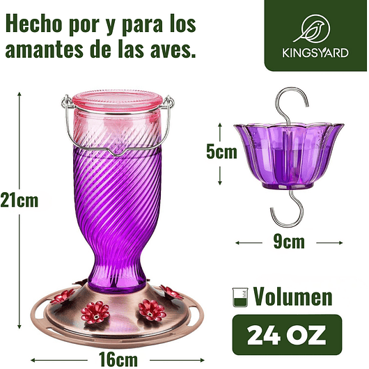 Bebedero Colibries Vintage En Vidrio x700ml 7