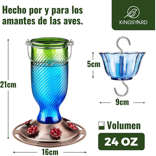 Bebedero Colibries Vintage En Vidrio x700ml 6