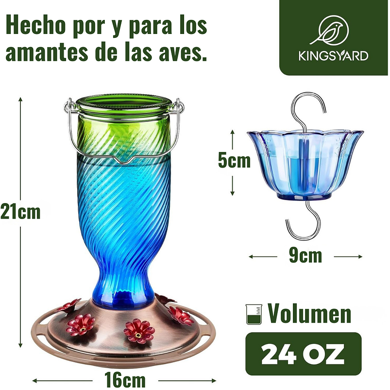 Bebedero Colibries Vintage En Vidrio x700ml 6