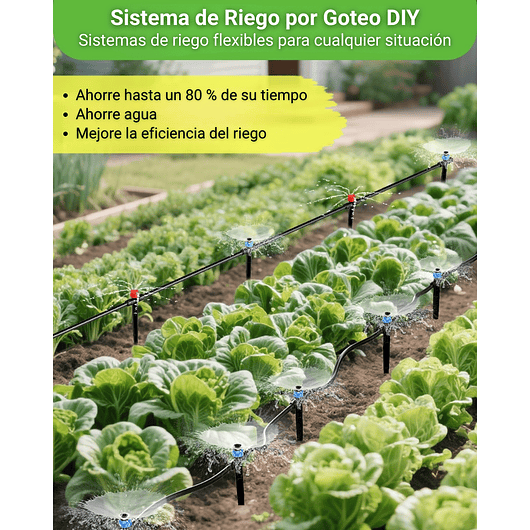 Kit Sistema De Riego Por Goteo 36m Boquillas Ajustables 6