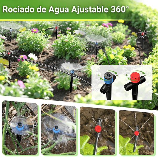 Kit Sistema De Riego Por Goteo 36m Boquillas Ajustables 8
